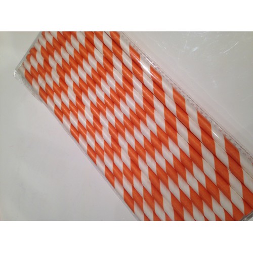 Stripped  Orange  Paper Straw click on image to view different color option